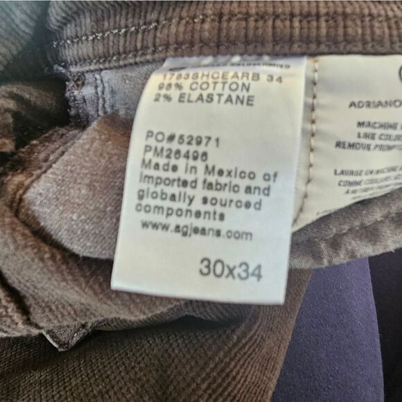 Ag Adriano Goldschmied modern slim brown micro cords sz 30 x 34 - Picture 5 of 7